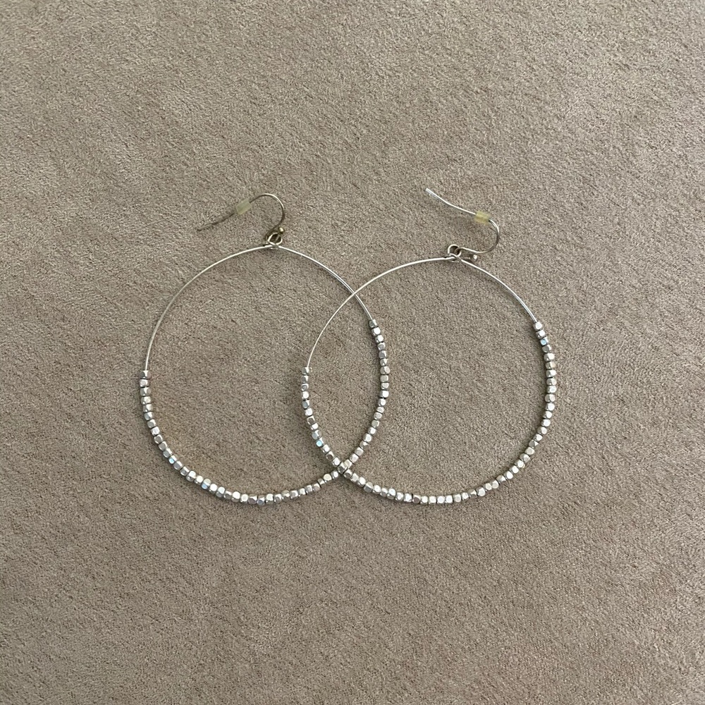 Silver hoops with beads